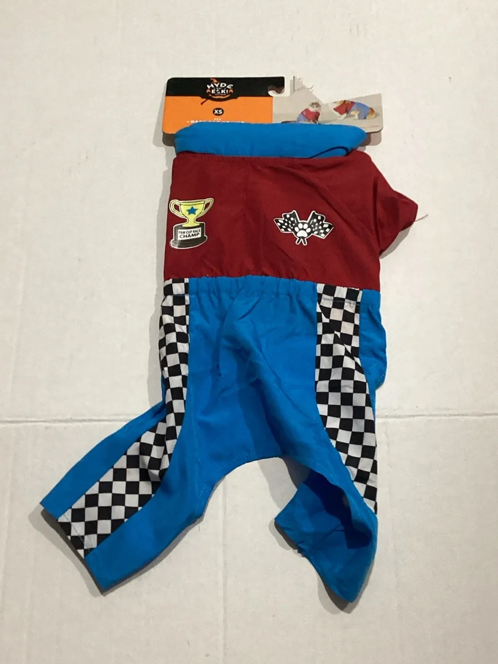 Racing Champ Dog Jumpsuit in Red and Blue